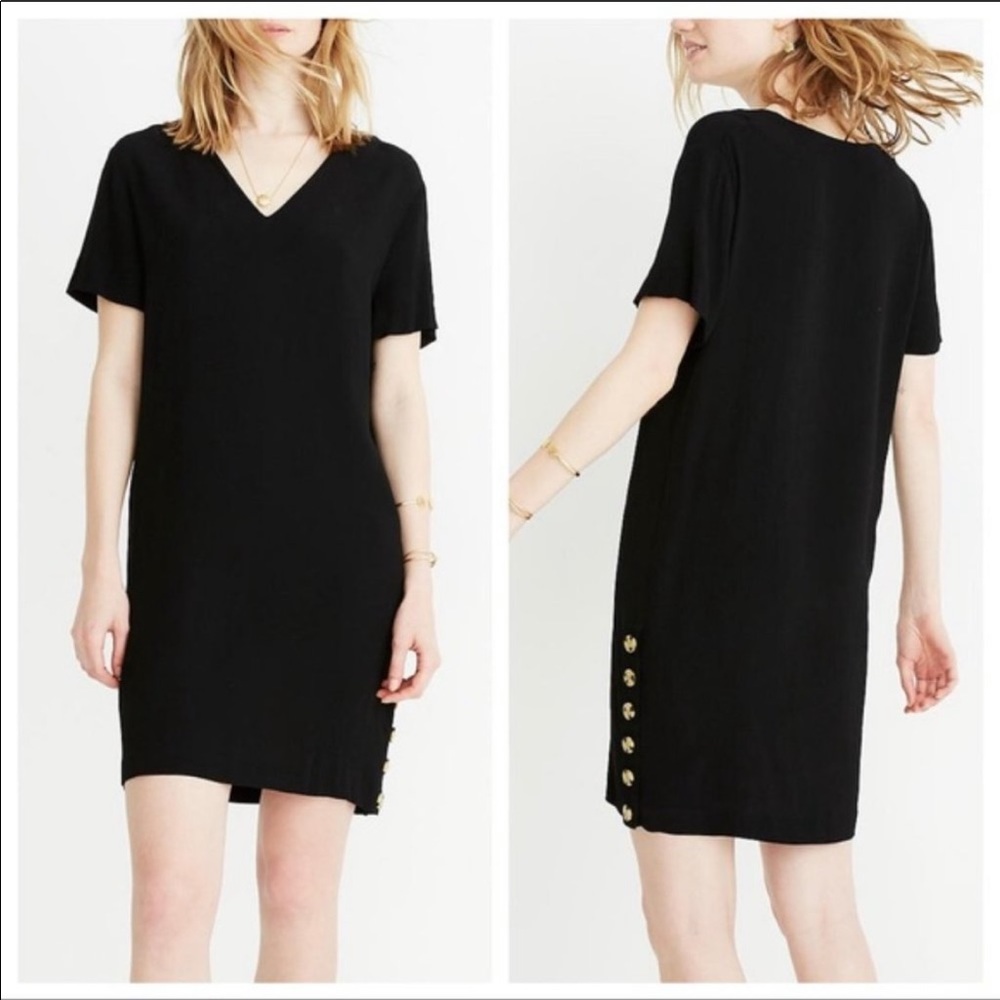 Madewell black Side-Button Easy shift Dress M